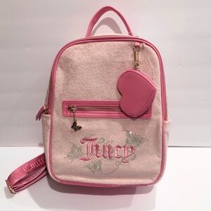 Juicy Couture Pink and Light Pink Mini Backpack with Heart Charm